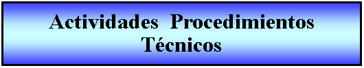 Proceso: Actividades  Procedimientos Tcnicos