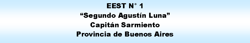 Proceso: EEST N 1 Segundo Agustn LunaCapitn Sarmiento Provincia de Buenos Aires 