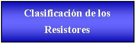 Cuadro de texto: Clasificacin de los Resistores