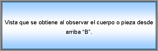 Cuadro de texto: Vista que se obtiene al observar el cuerpo o pieza desde arriba B.