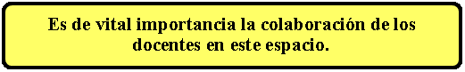 Proceso alternativo: Es de vital importancia la colaboracin de los docentes en este espacio.