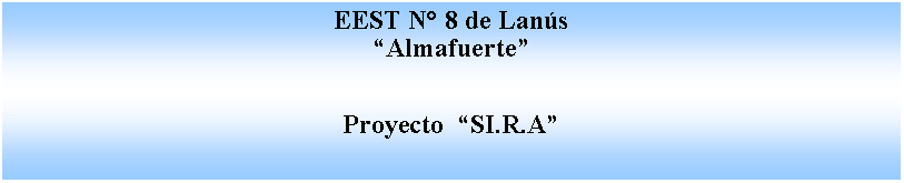 Cuadro de texto: EEST N 8 de LansAlmafuerte  Proyecto  SI.R.A