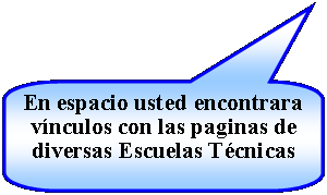 Llamada rectangular redondeada: En espacio usted encontrara vnculos con las paginas de  diversas Escuelas Tcnicas 