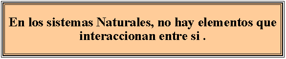 Cuadro de texto: En los sistemas Naturales, no hay elementos que interaccionan entre si .