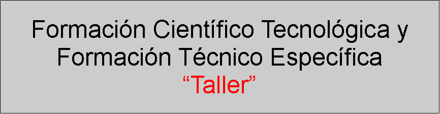 Proceso: Formación Científico Tecnológica y Formación Técnico Específica “Taller”