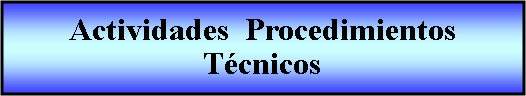 Proceso: Actividades  Procedimientos Técnicos